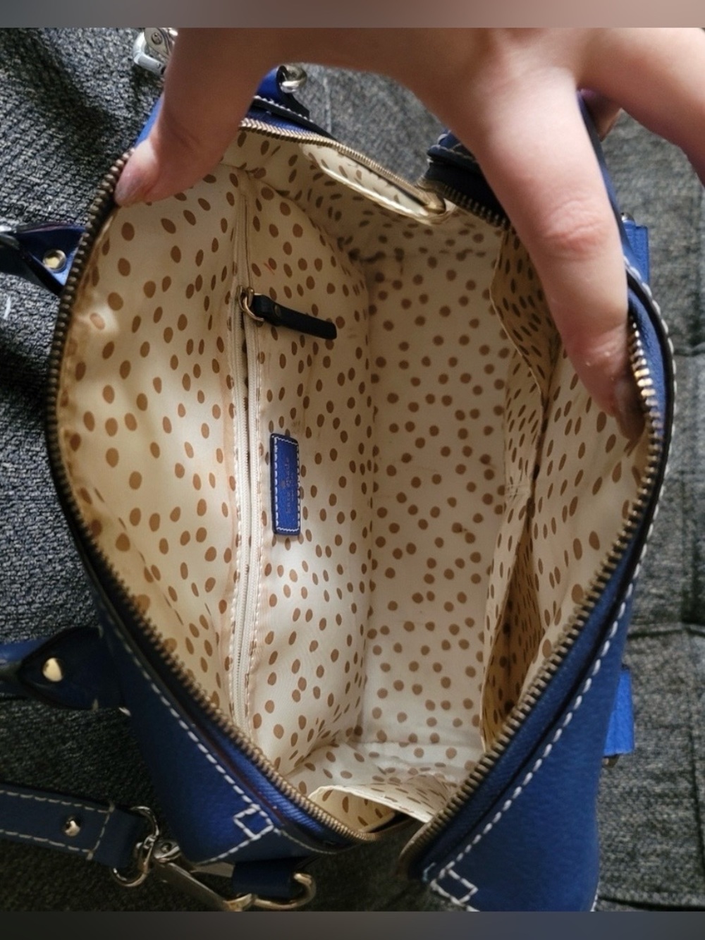Kate Spade Wellesley Alessa Holiday Blue Leather Satchel Crossbody Bag - EUC - Picture 4 of 15